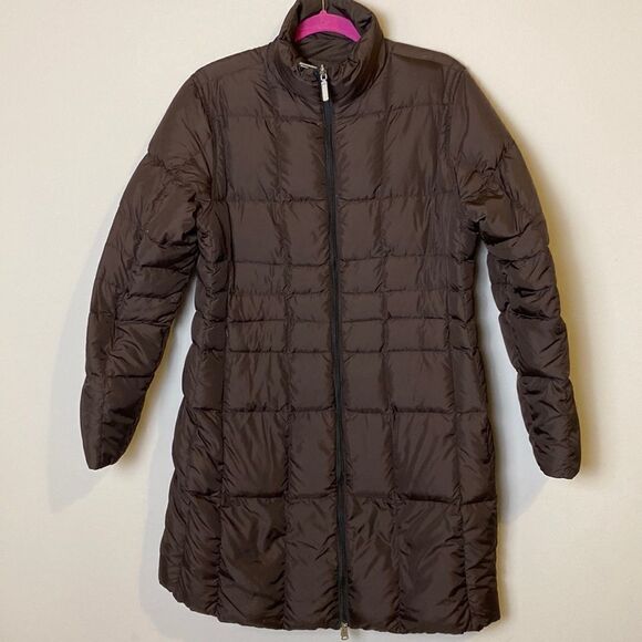 Land’s End Down Down Puffer Coat Zip and Snap Closure  Brown NWOT Medium… - Picture 4 of 12
